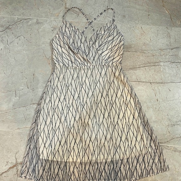 She + Sky dress white sheer lines Spagetti adjustable strap new never worn - Picture 1 of 8